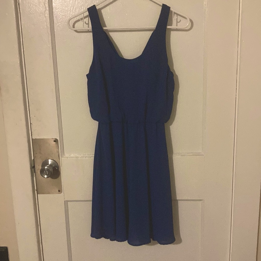 Lush, blue cross back dress size small
